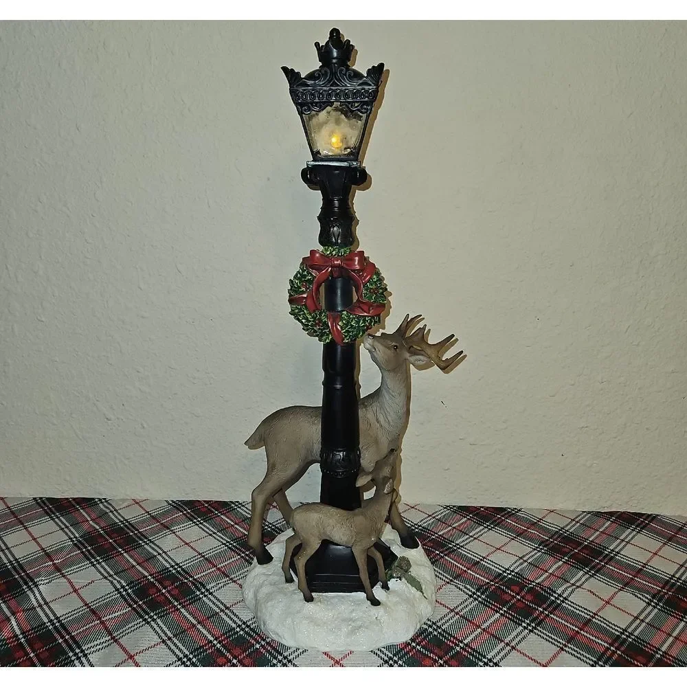 Melrose Deer & Fawn Victorian Lighted Lamppost Christmas Decor